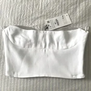 △さま専用　◯tope tubetop 白 Zara | Tops | Zara White Strapless Buttonup Top | Poshmark